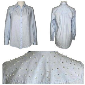 A Pictures Worth Womens Blouse Size Medium Pearl Embellishments Long Sleeves